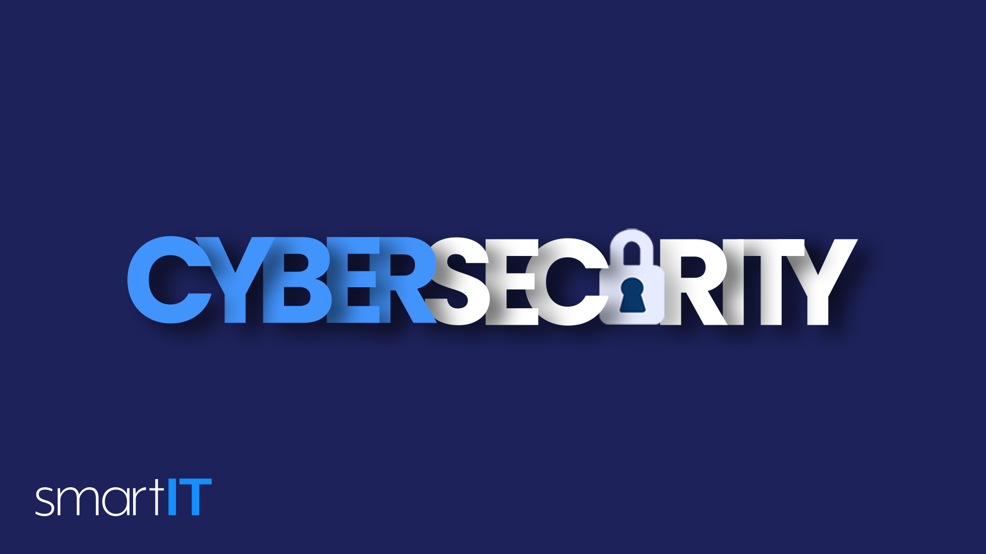 graphic with the word cybersecurity on it. navy blue background